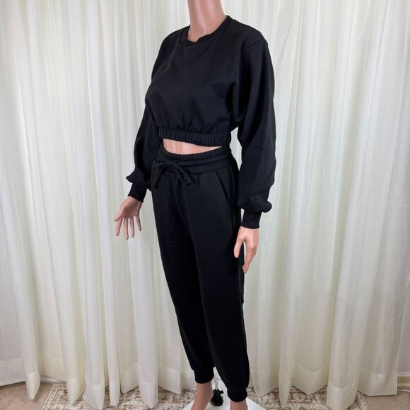 Zenana 2 Pcs Crop Sweatshirt Tracksuit Jogger Pants Set Outfit Active Lounge XS - Picture 4 of 10